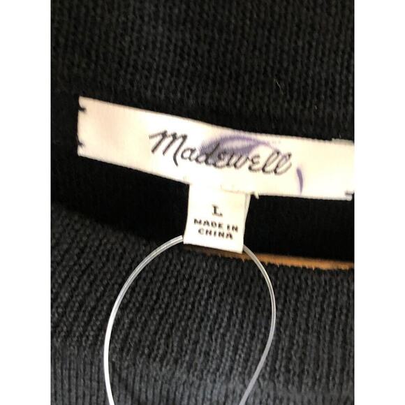 Madewell Sweater 100% Merino Wool Crewneck Long Sleeve Pullover True Black NWT L - Picture 6 of 9